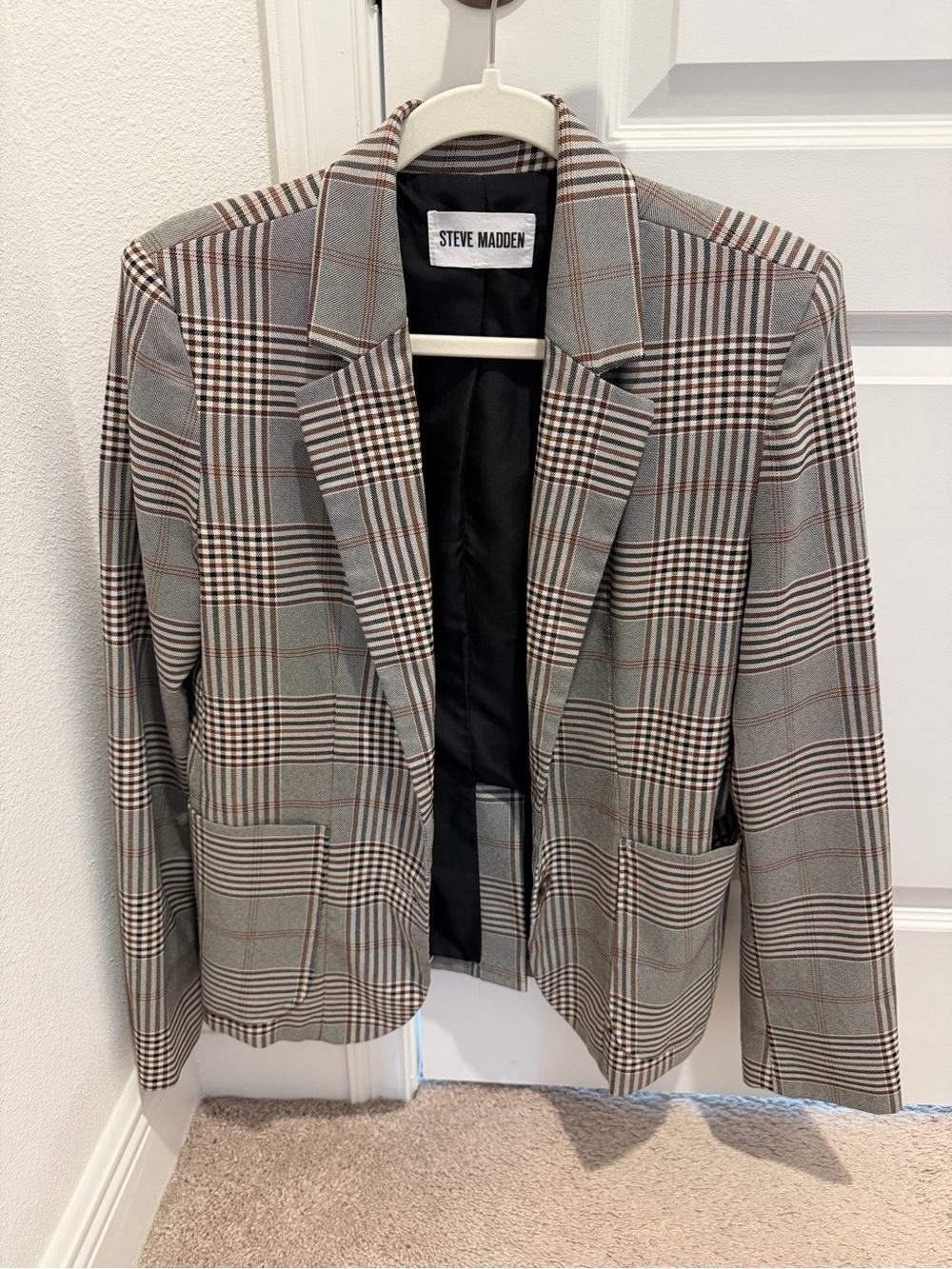 Steve Madden Gray and Brown Plaid Blazer